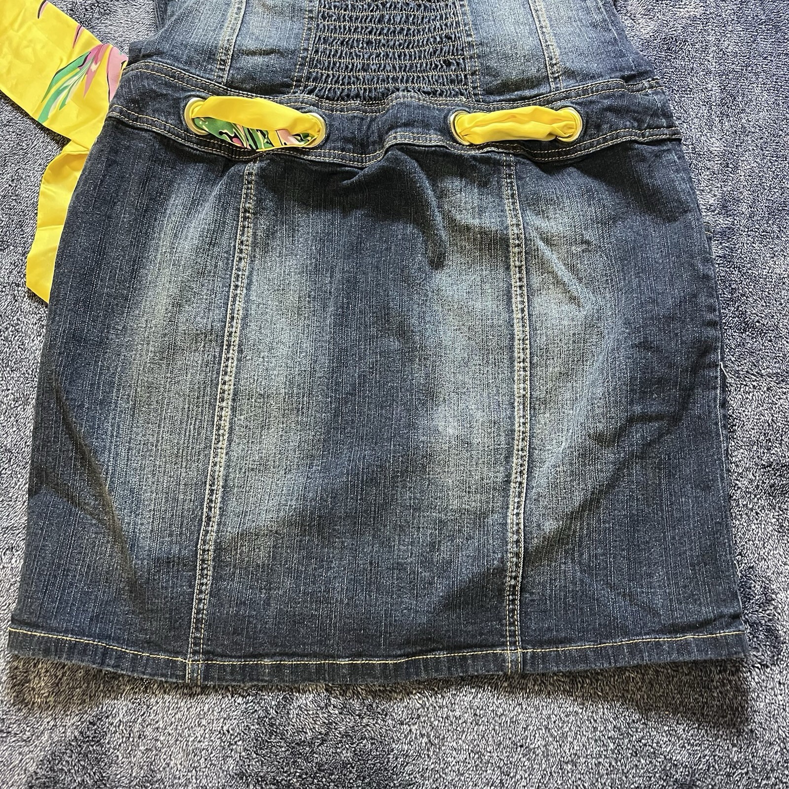 Vintage RARE Baby Phat Denim Corset Dress w/ Scarf Belt Blue Jean Bustier L