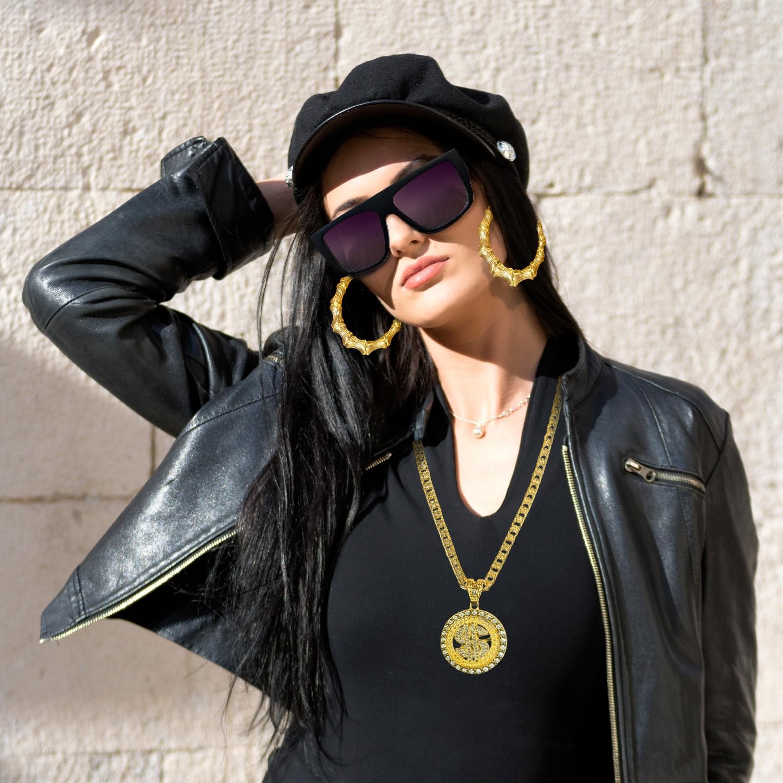 80s 90s Hip Hop Costume Kit – Rapper Accessories for Men & Women, Cosplay Party