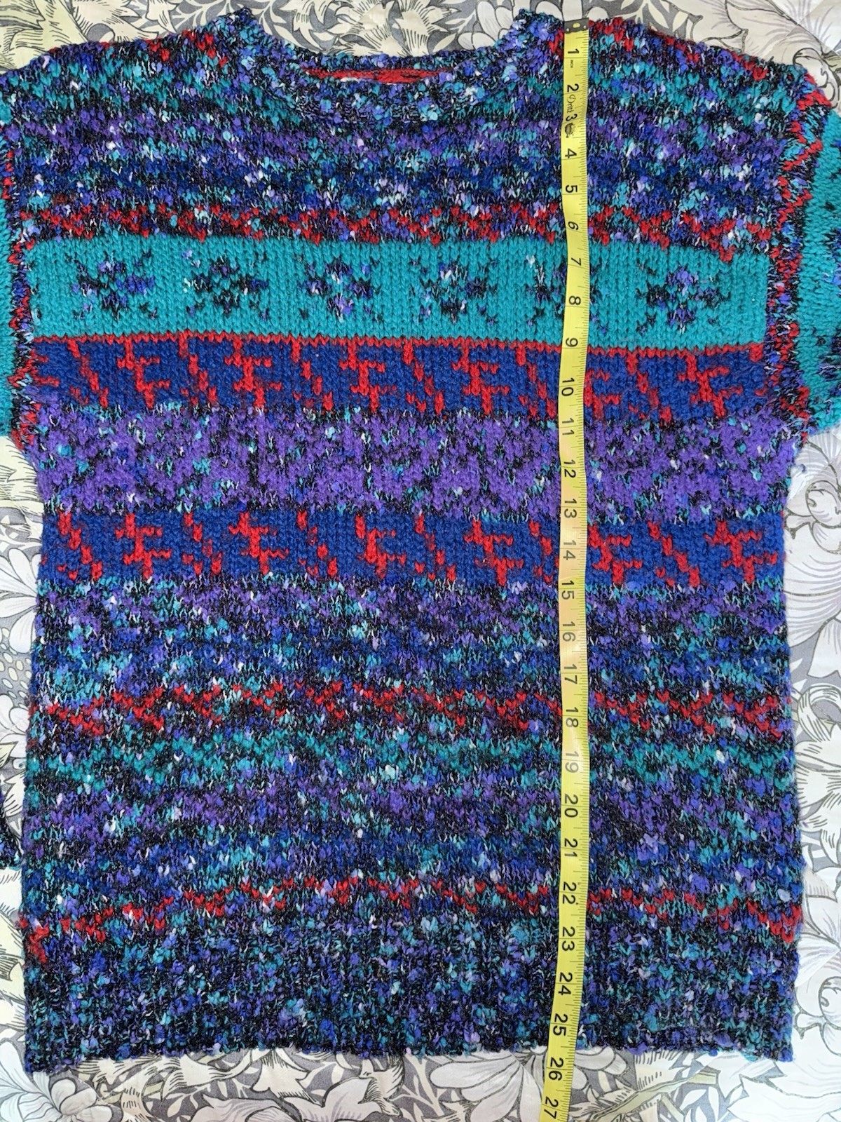Vintage Objectives Chunky Knit Blue Purple Acrylic Sweater Large Grannycore
