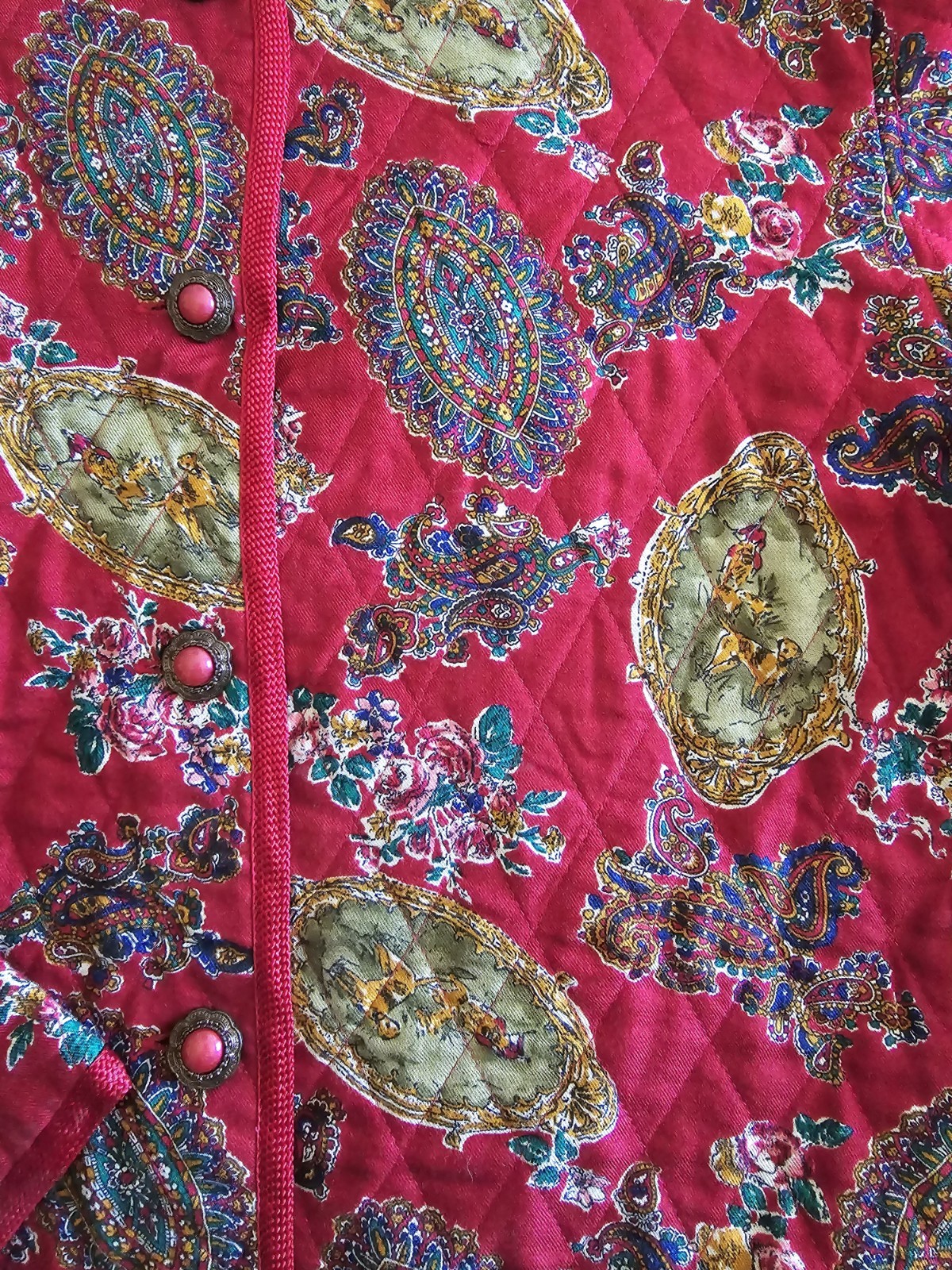 Vintage Galinda Wang Le Chine Classic Floral Hunting Jacket Womens Large 80s 90s