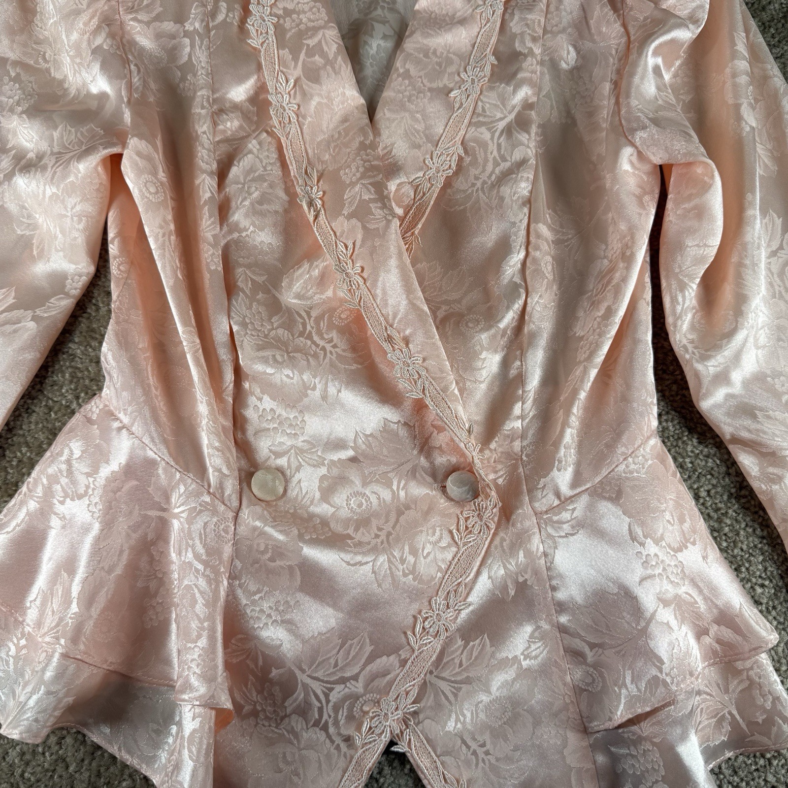 Vintage Patra Pink Satin Blazer Blouse 80s 5/6