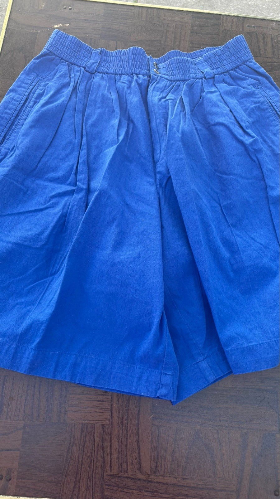 VINTAGE Lizsport Blue Shorts L coastal Grandmother, High Waisted Stretch waist