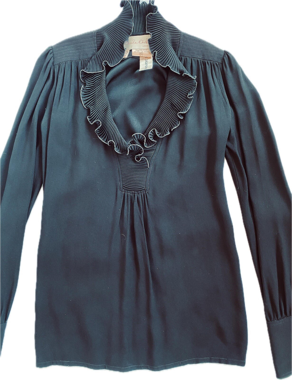 Zandra Rhodes Vintage 1970s Squiggle Ruffle Pleated Collar