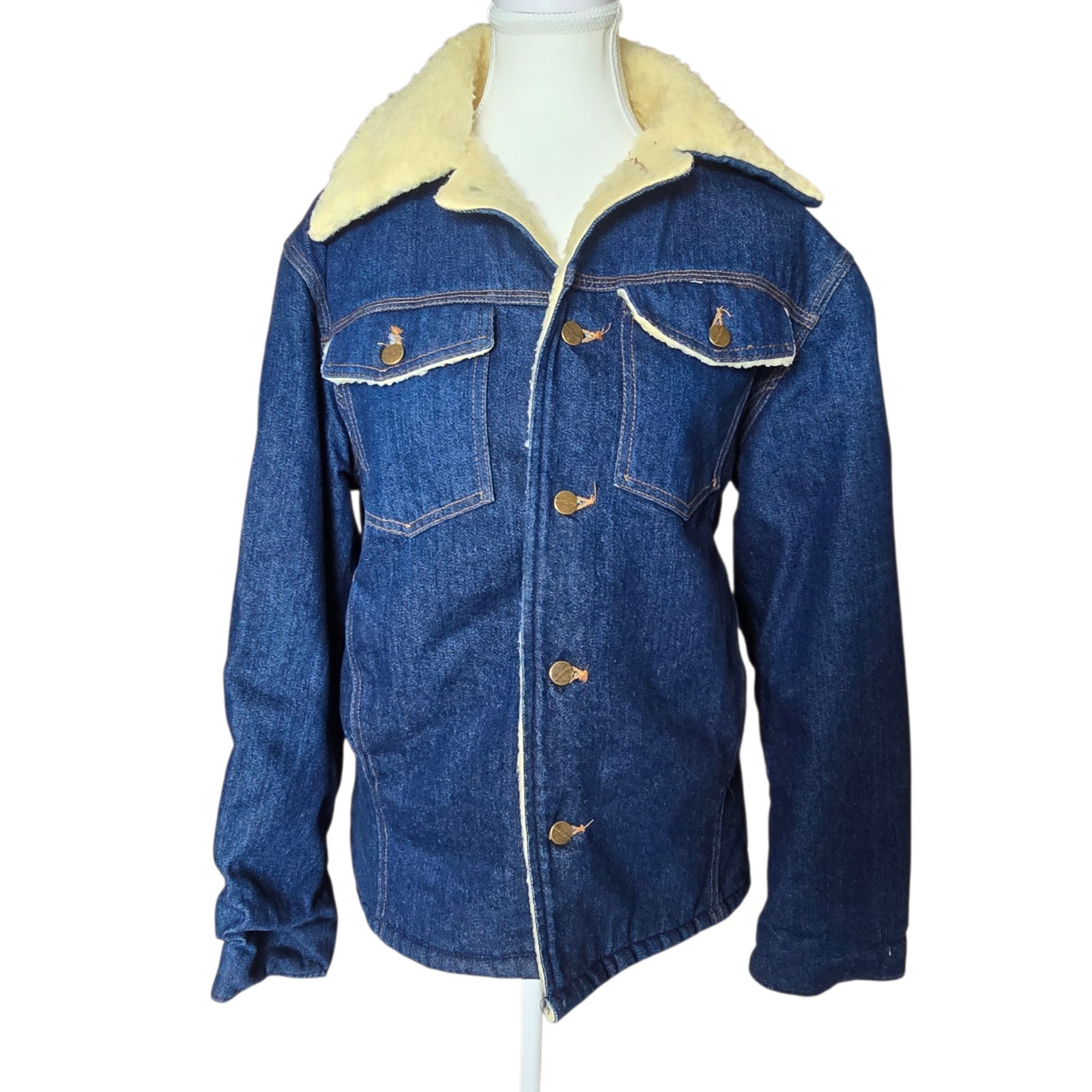 Vintage 1970s Carhartt Denim Sherpa Lined USA Barn Chore Jacket 38 Cowgirl