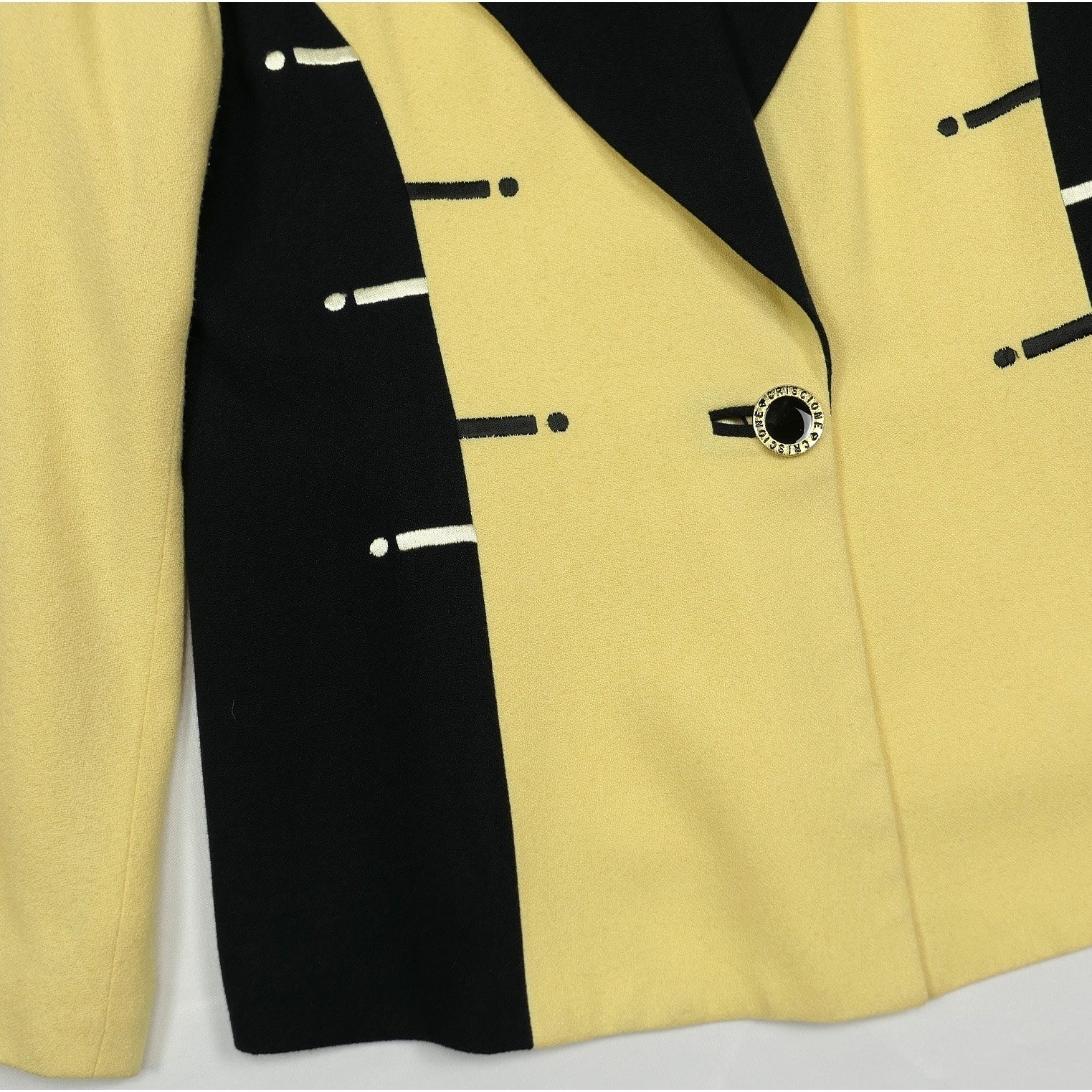 VTG Criscione x Cache Yellow Crepe Colorblock Power Blazer Women M Oversized 80s