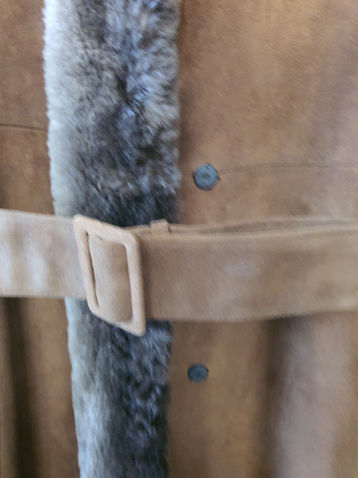Vintage Lisal Melbourne 1970s Afghan Suede Coat with Lambs Wool Cuffs Collar SzS