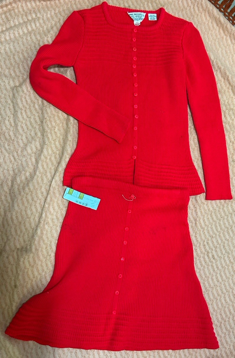 Vintage 2 Pc Skirt & Sweater Top Outfit Sm Mod 60s 70s Women’s Set AMES Dept Tag