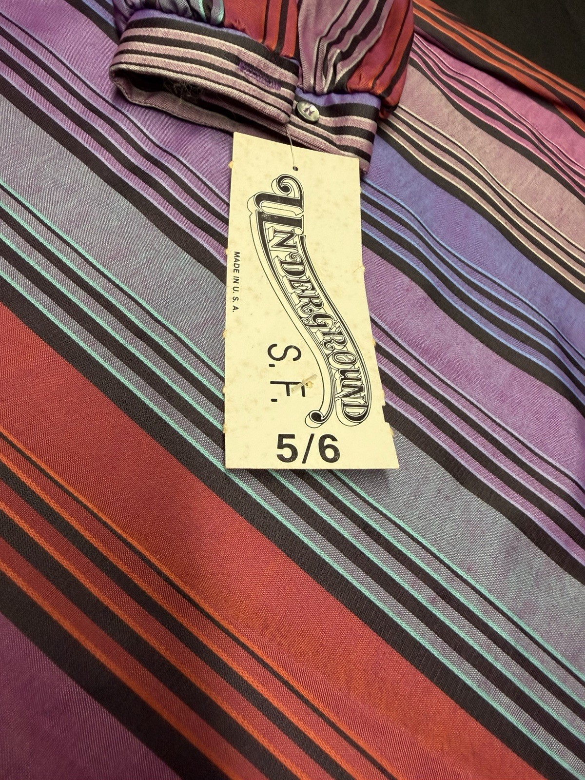 VTG Underground SF Striped Blouse 60s 70s Mod Disco Balloon Sleeve NWT Size 5/6