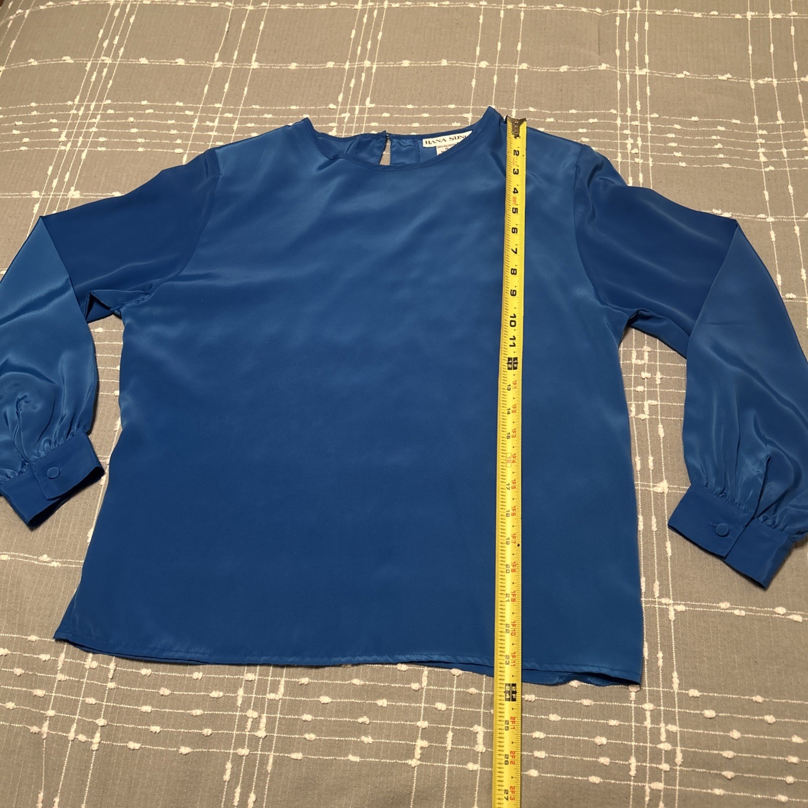 Vintage 90s Hana Sung Royal Blue Blouse Size 12