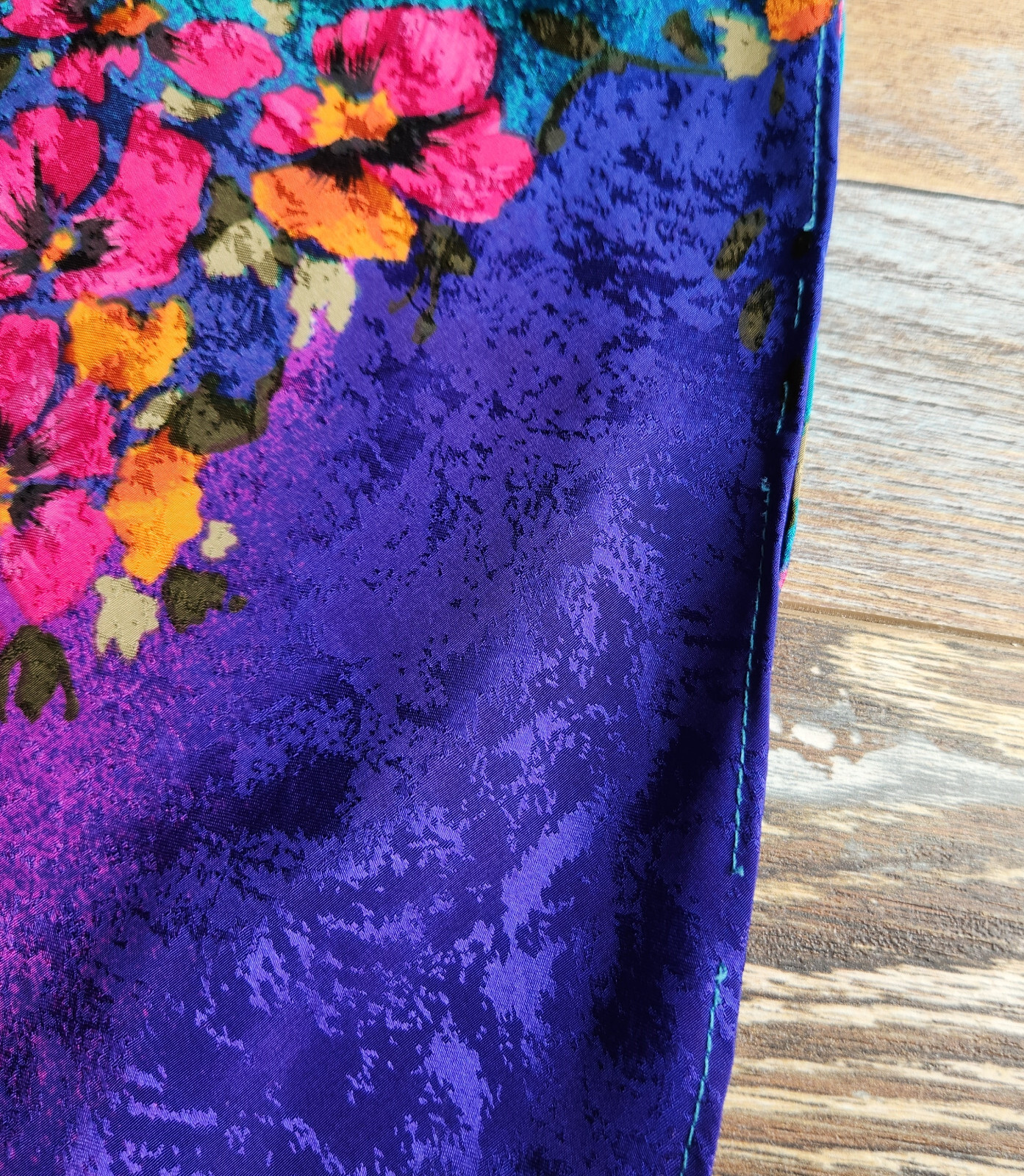 Vintage Y2K Circa 2000 USA Floral Satin Maxi Slip Dress Straps Multicolor Sz.M