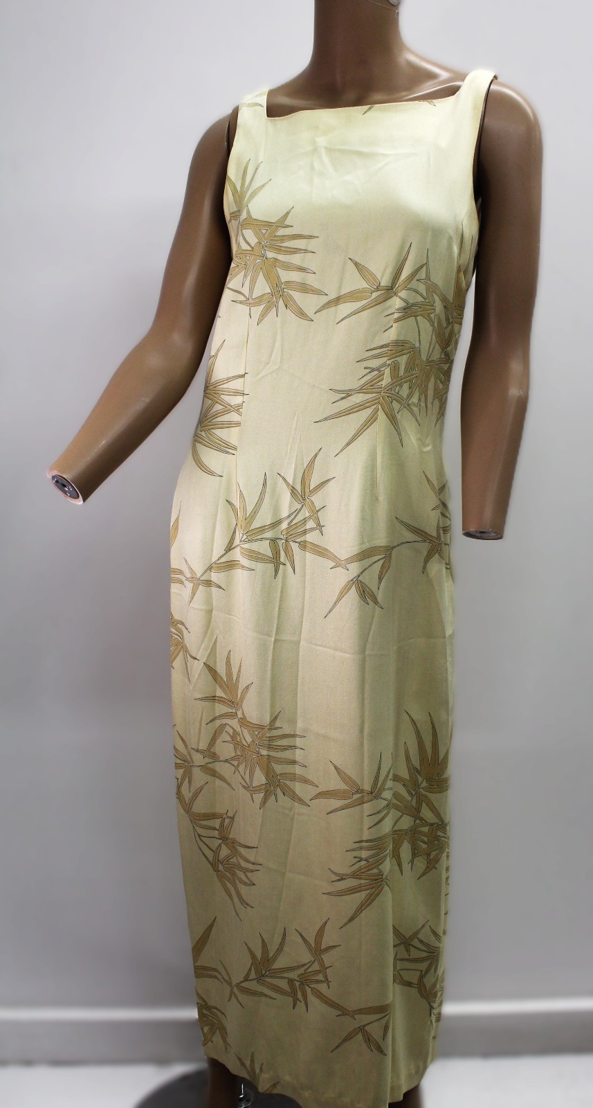 Tommy Bahama Vintage 90’s Women Dress, 100% Silk Yellow Floral Print Maxi Size 6