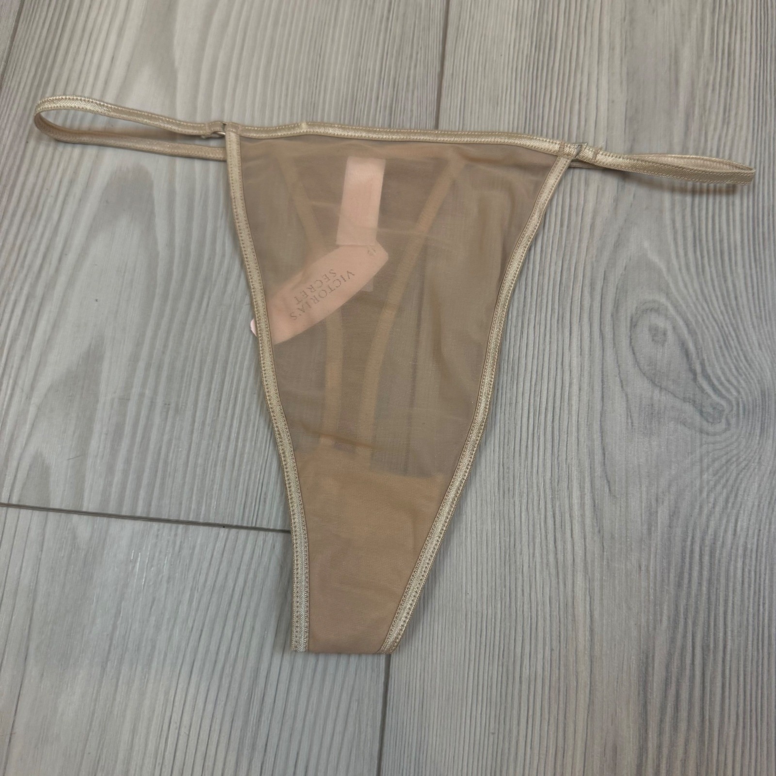 Vintage Victorias Secret Rhinestone Mesh V-String Thong Gold Y2K NWT Small 1293