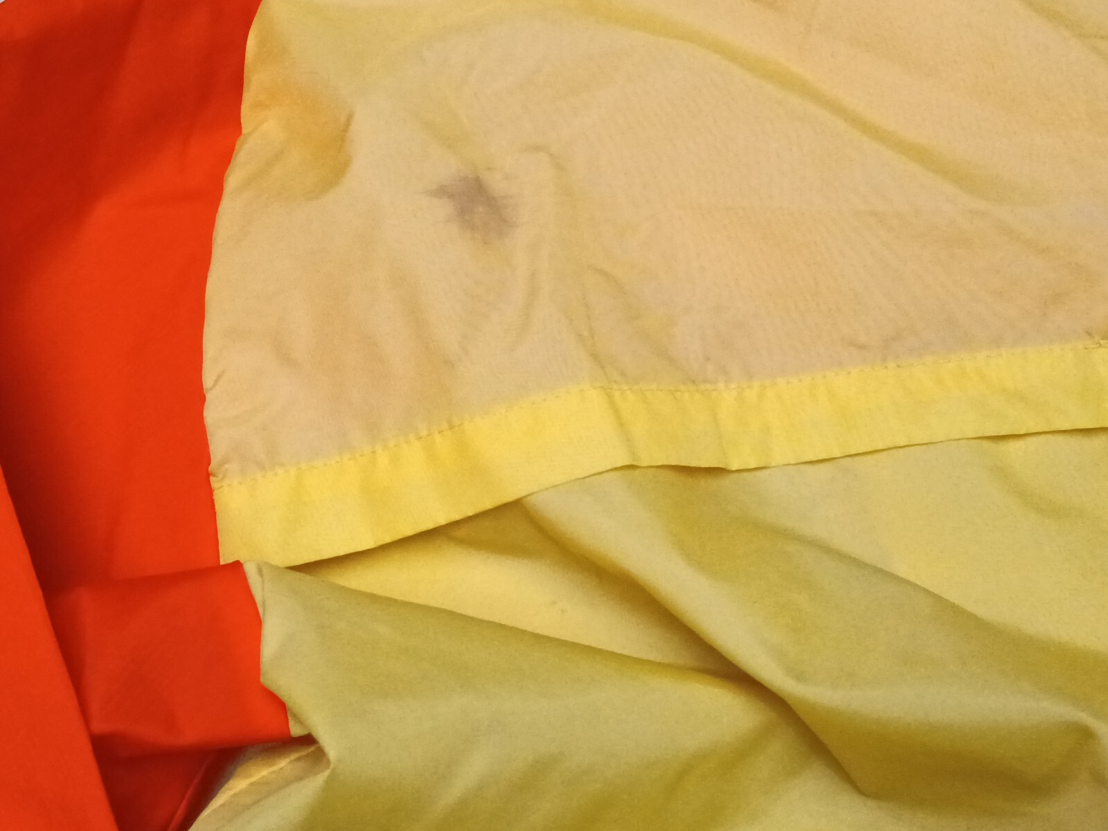Sears Windbreaker Rain Cost Jacket Vintage R.O.C. RN 44419 Orange and Yellow Zip