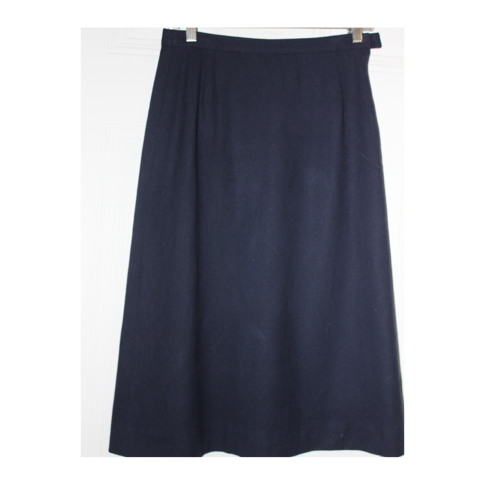 Pendleton Navy Blue 100% Virgin Wool A-Line Midi Skirt Heritage USA SZ 8 Modest