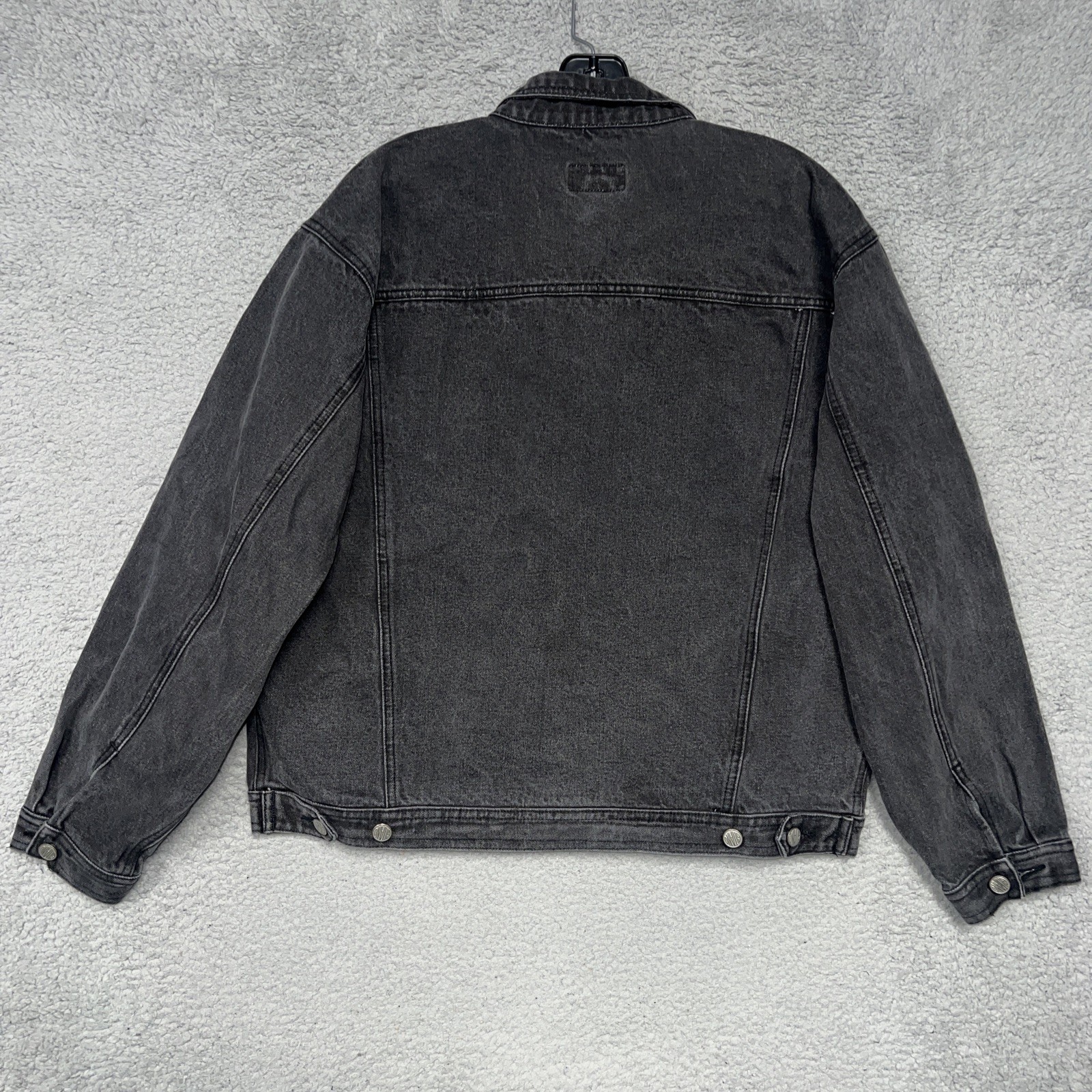 VTG Gitano Denim Jacket Women’s Sz L Black Light Wash Button Front Trucker 80s