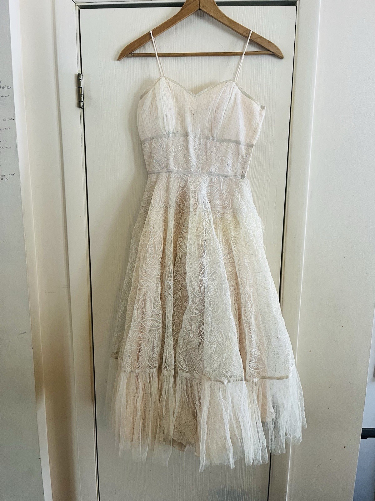 VTG 50s Ethereal Fairy Corset Tulle Layered Rockabilly Party Cocktail Dress Xxs