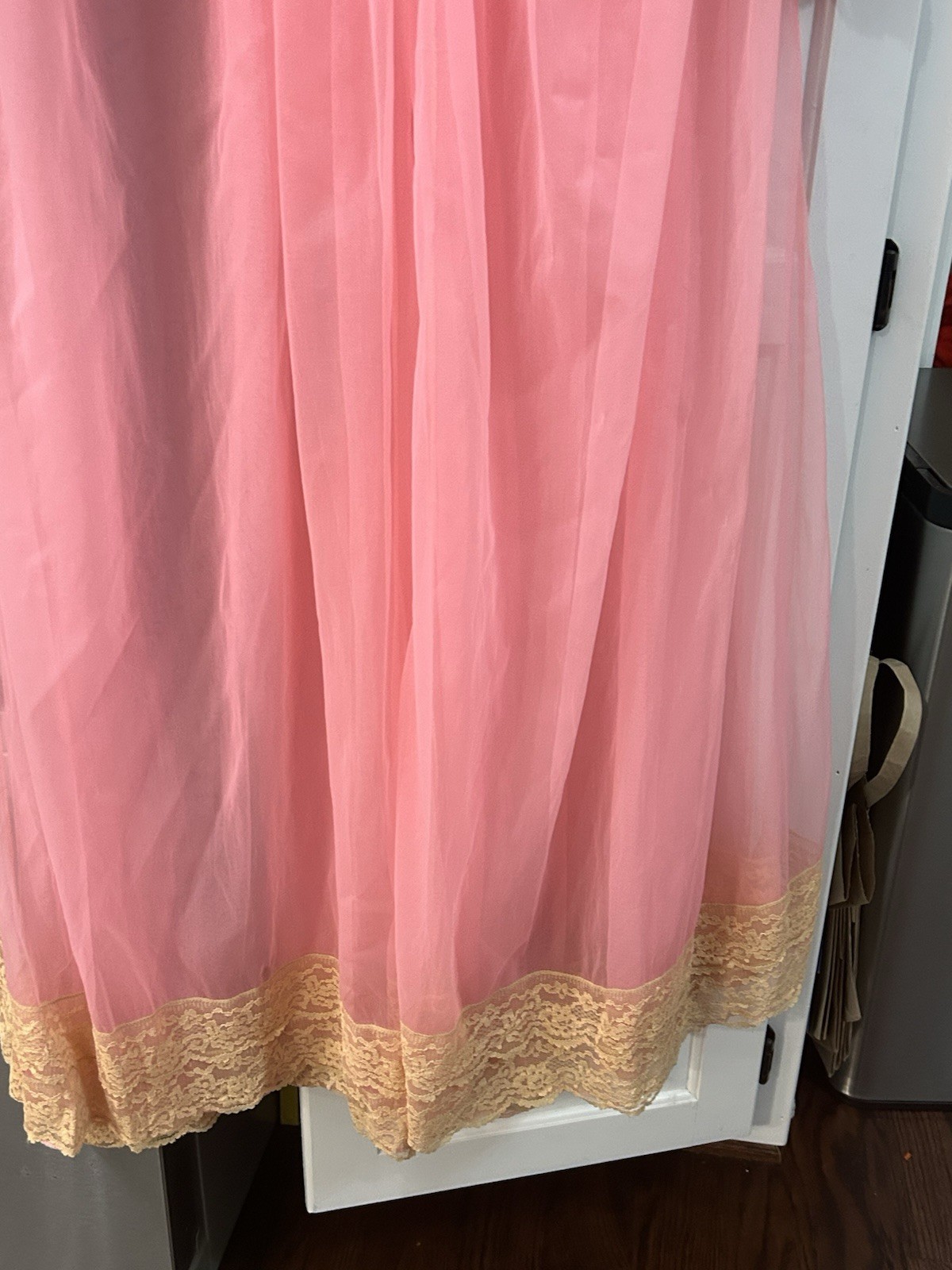 Vintage Jenelle Of California Peignoir Chiffon Nightgown Robe Set Bright Pink