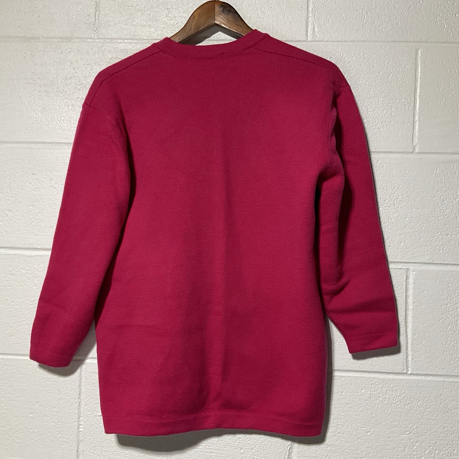 Vintage Women’s Cardigan Valerie Stevens Pink Medium 100% Merino Wool