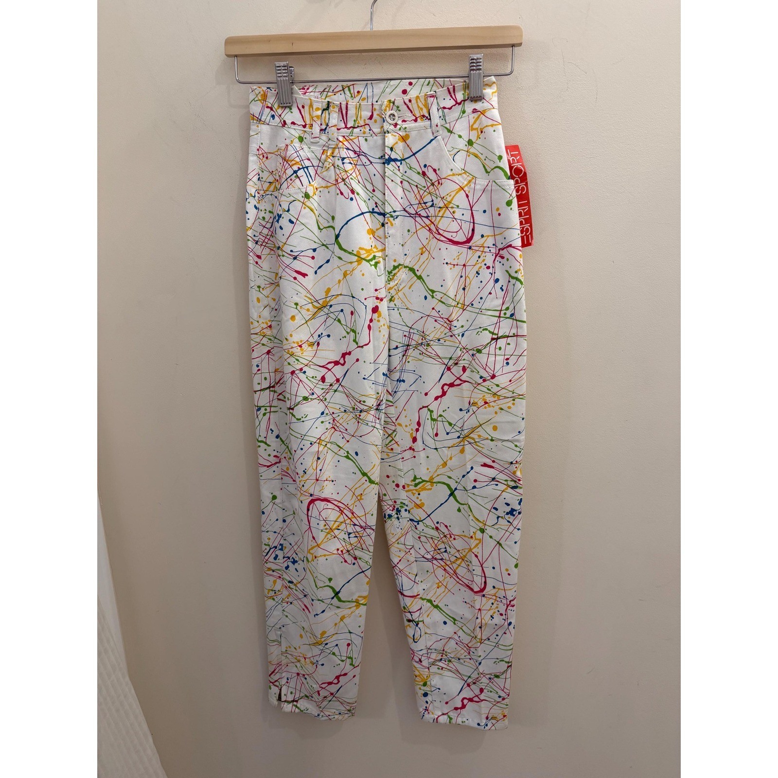1980s Esprit Paint Splatter Zipper Ankle Crop Capri Pant