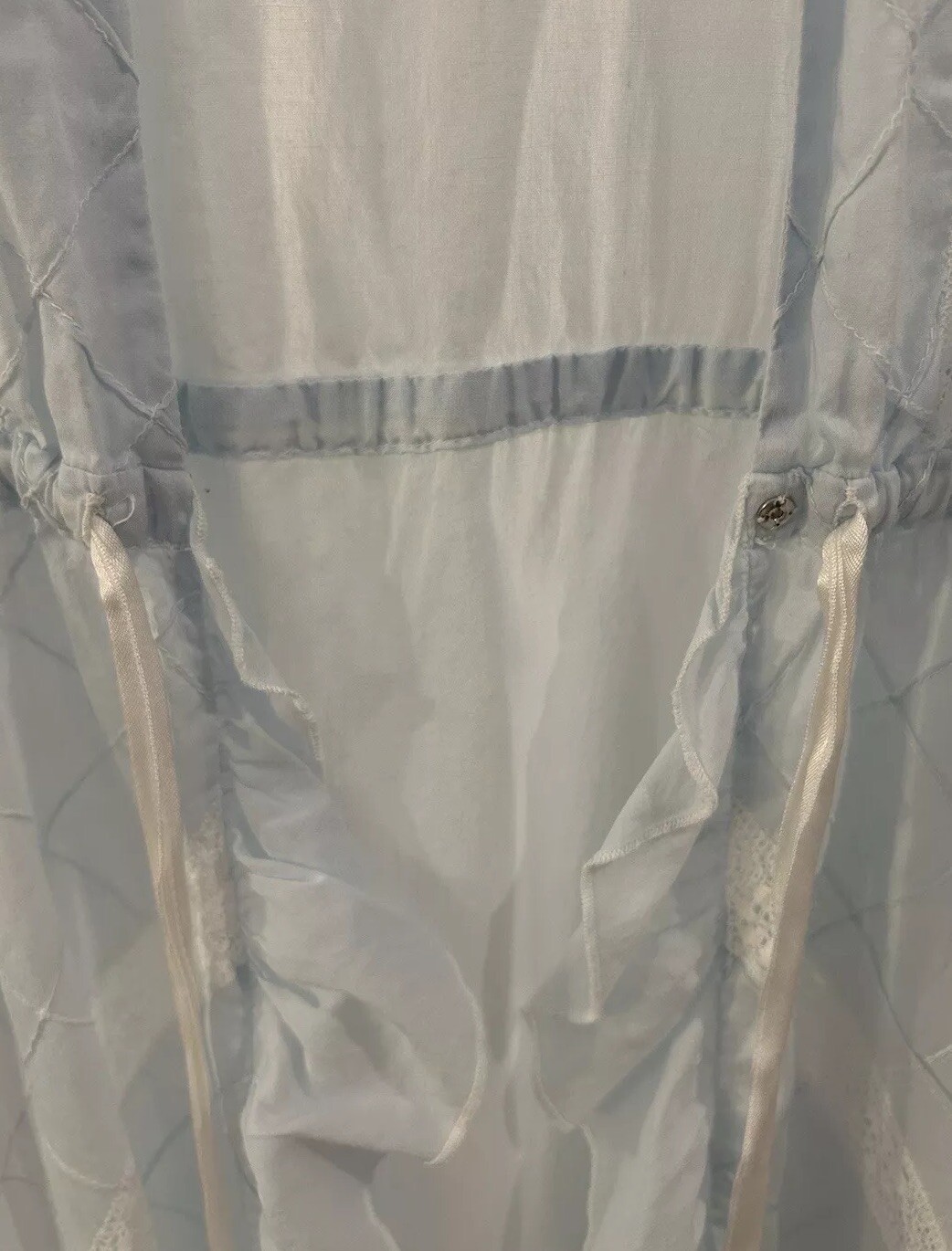 Vintage Jade Rio Women’s Size 42 (S) Blue Cotton – Embroidered, Lace Short Robe