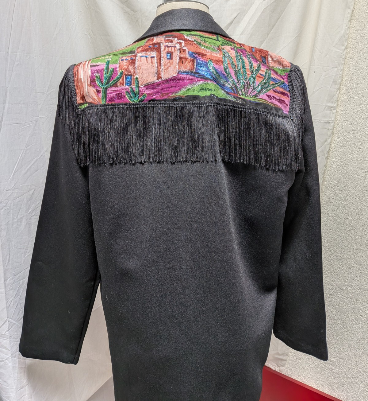 Sz 14 Single Button Blazer Applique Unique Embroidered Designs Southwest Fringe