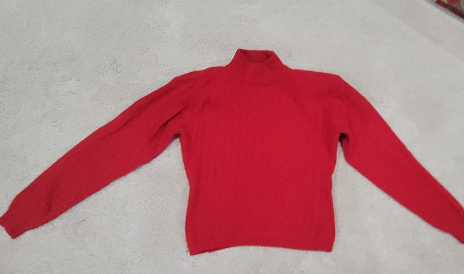 Retro 80s Red Ribbed Pullover Lambswool Vintag Sweater W/Shoulder Pads