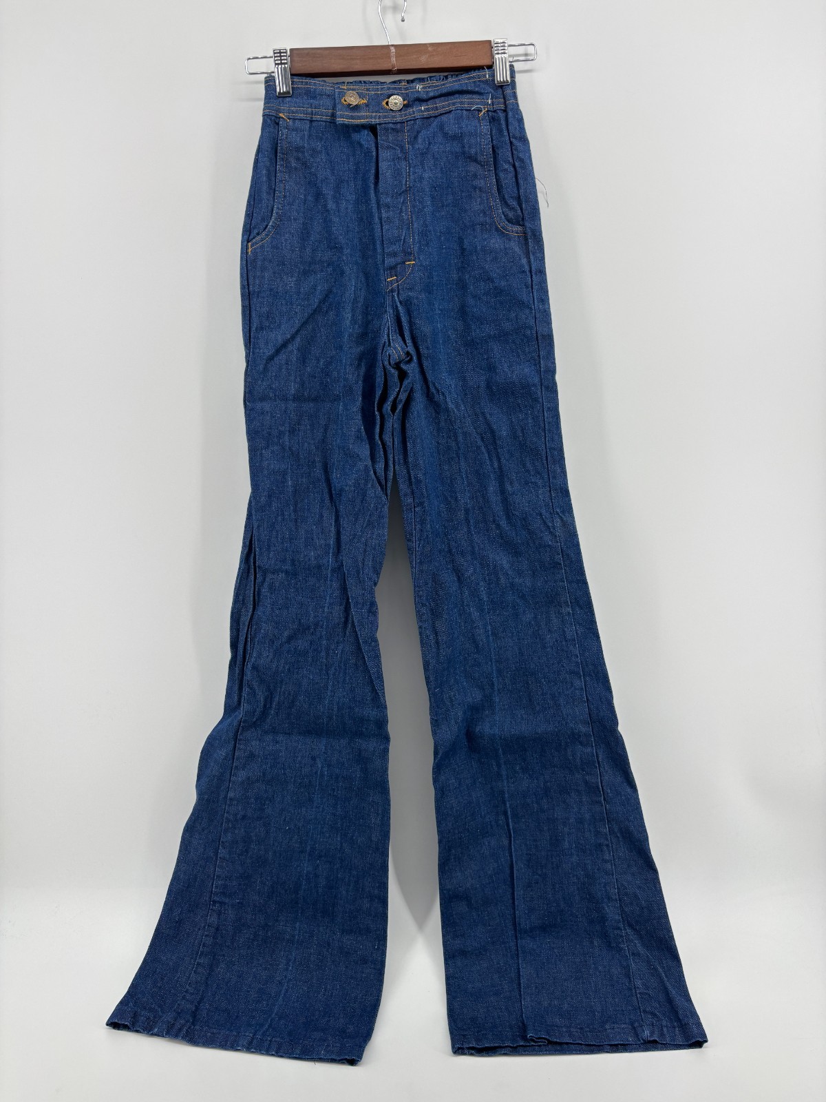 Rappers Bell Bottom Flared Jeans Womens Blue Denim High Rise USA 70s Vintage