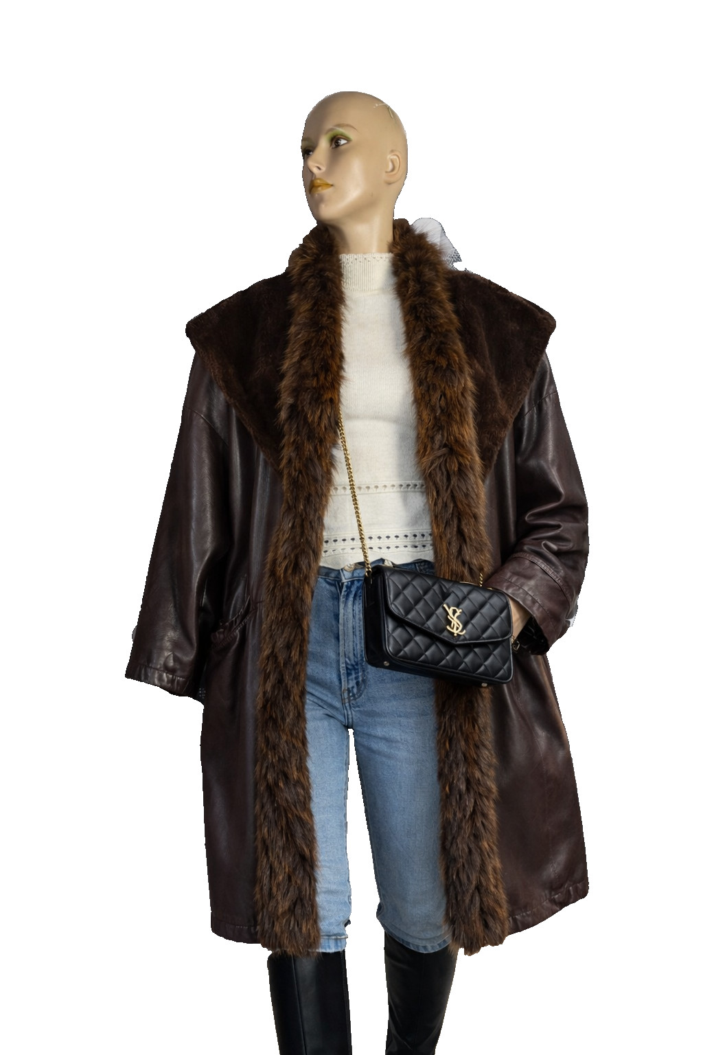 Vintage Leather Coat XL 80s Italy Lamb Nappa Shearling Oversized Venus