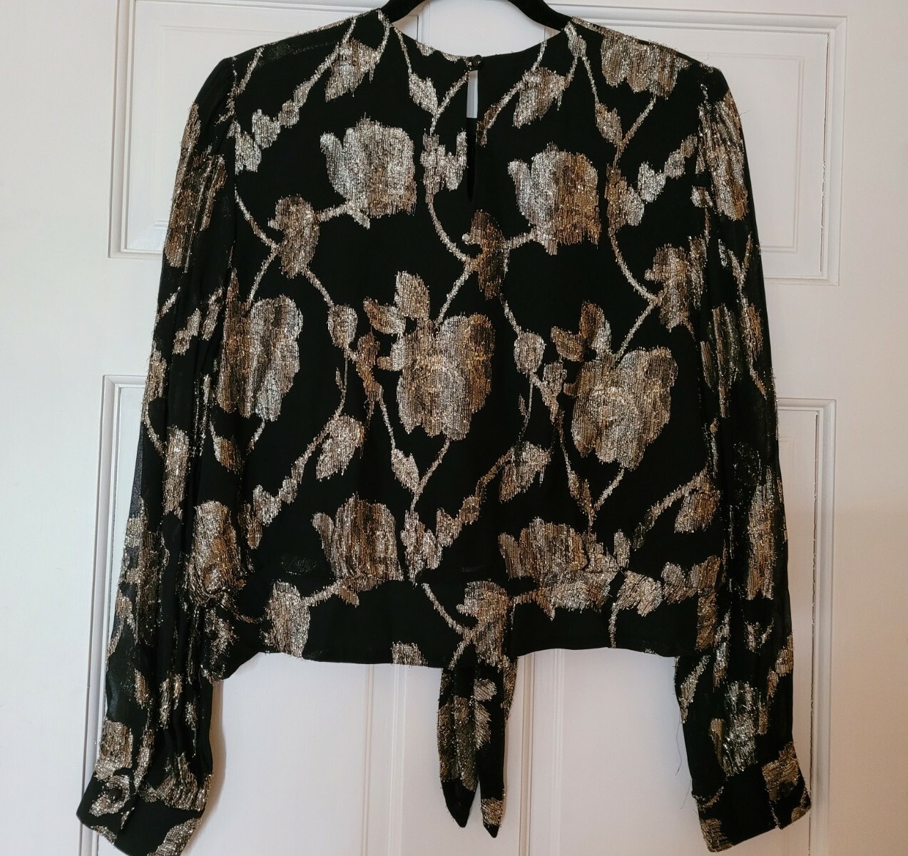 Vintage P.C.F Petite Size 12 by Donald Curtis 80-90’s Black Gold Blouse Top USA
