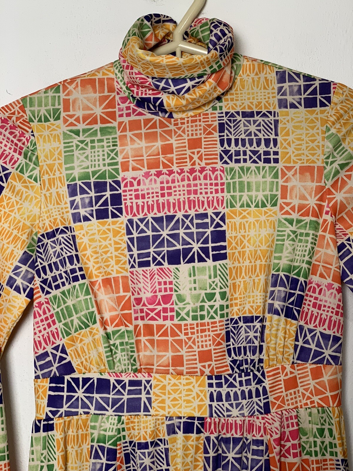 Vintage 60s 70s Maxi Dress SMALL Op Art LIZA PENN design hippie boho Psychedelic