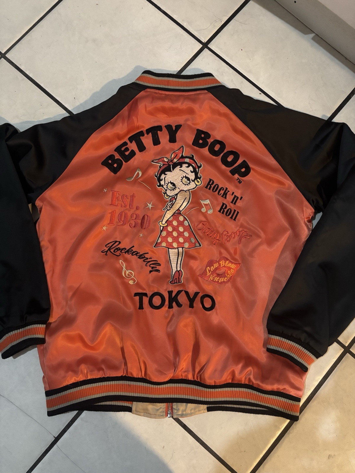 Low Blow Knuckle Vintage Betty Boop Satin Bomber Jacket Embroidered Y2K 90s