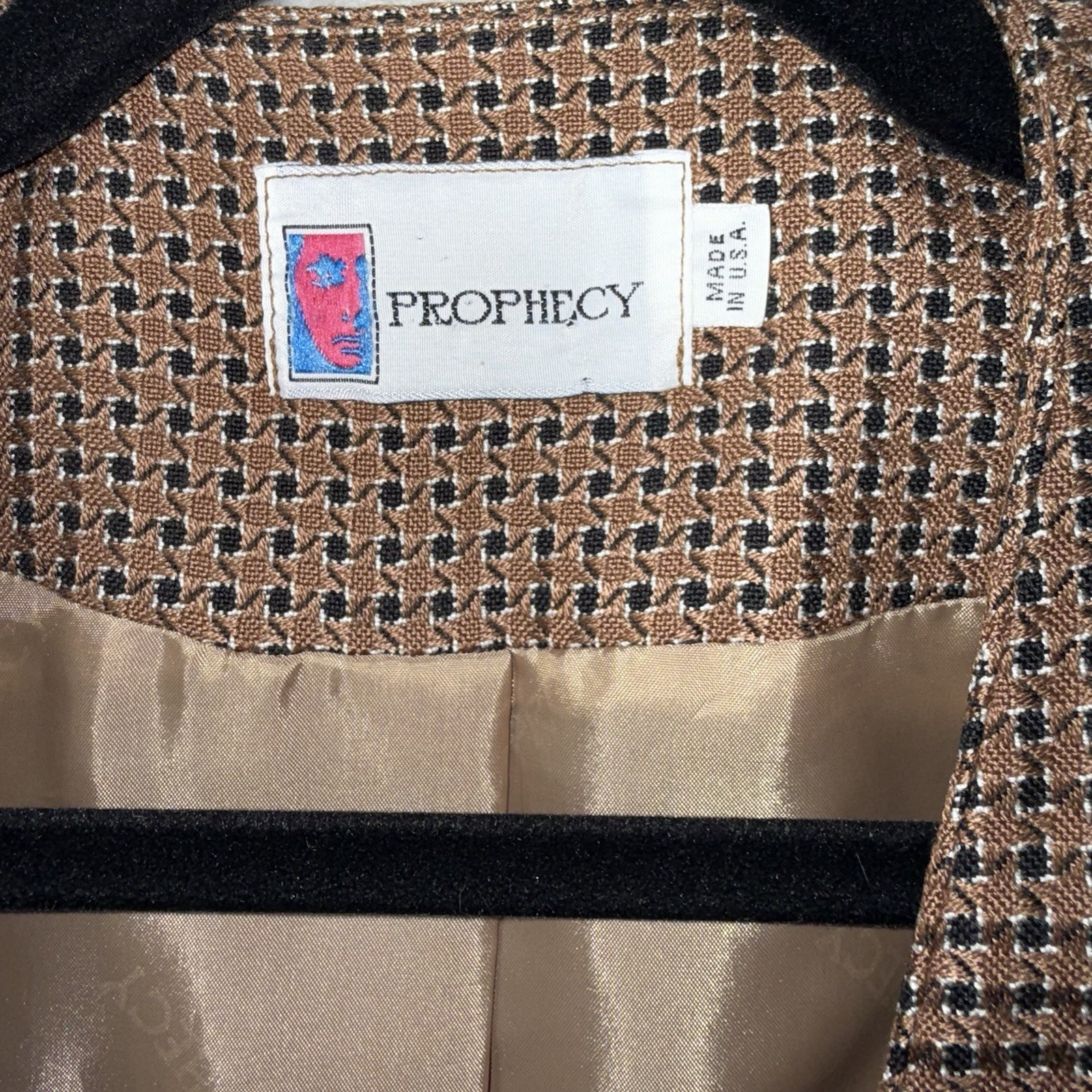 Vintage 80’s Prophecy Houndstooth Blazer Fit Size Medium Academic Retro Preppy