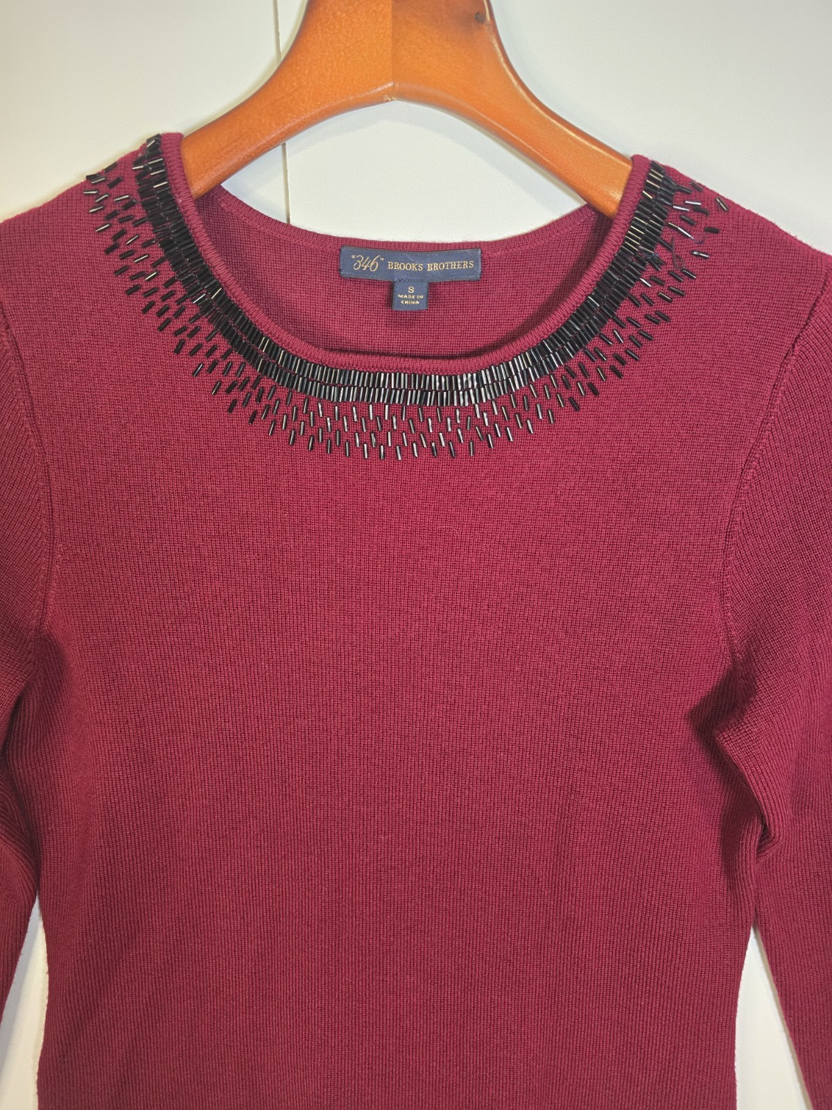 Brooks Brothers Knit 100% Merino Wool Sweater Womens Burgundy Pullover