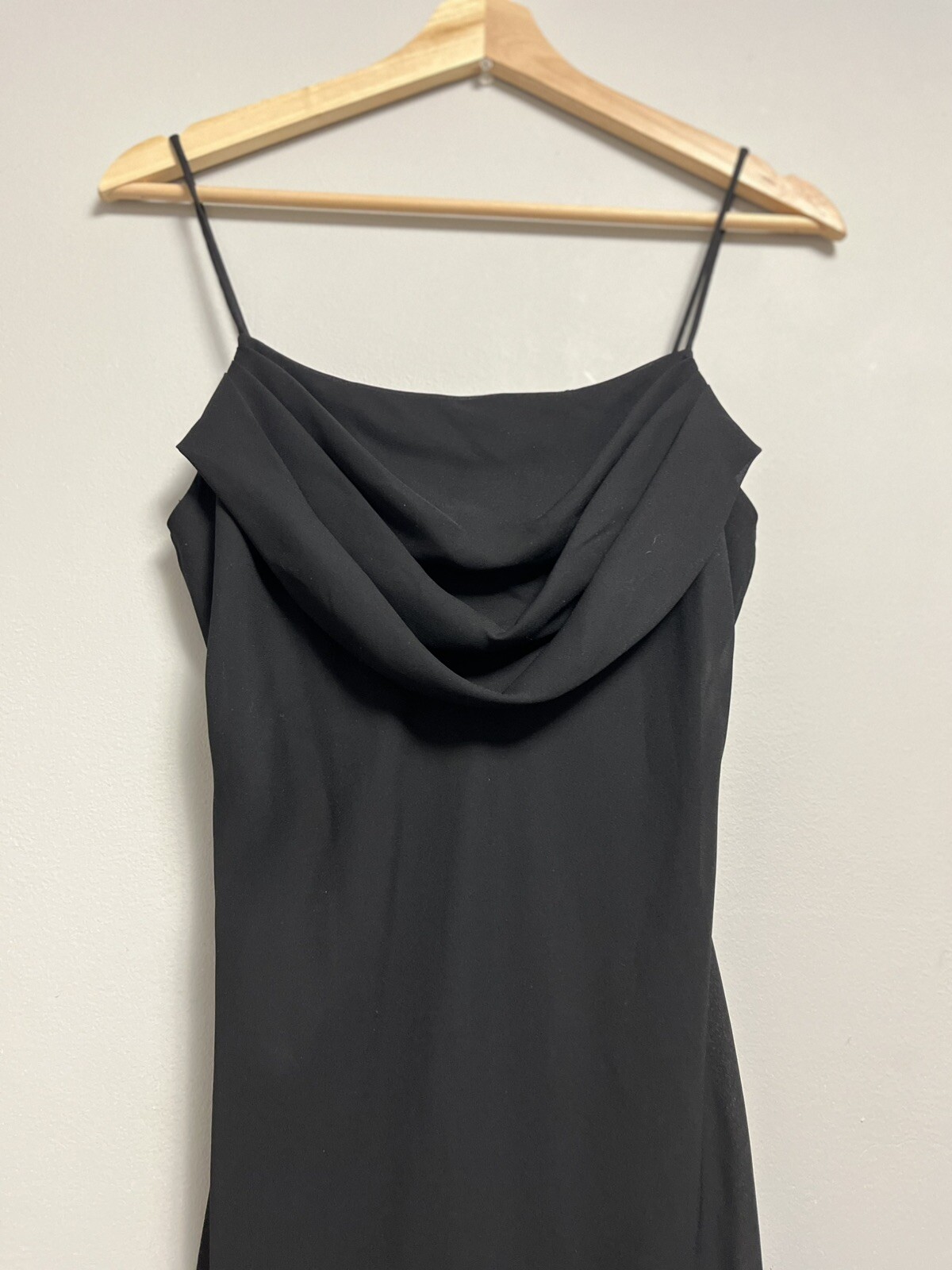 Vintage Onyx Nite Spaghetti strap, Column Black gown. Chiffon Prom Sz6 90s Y2K