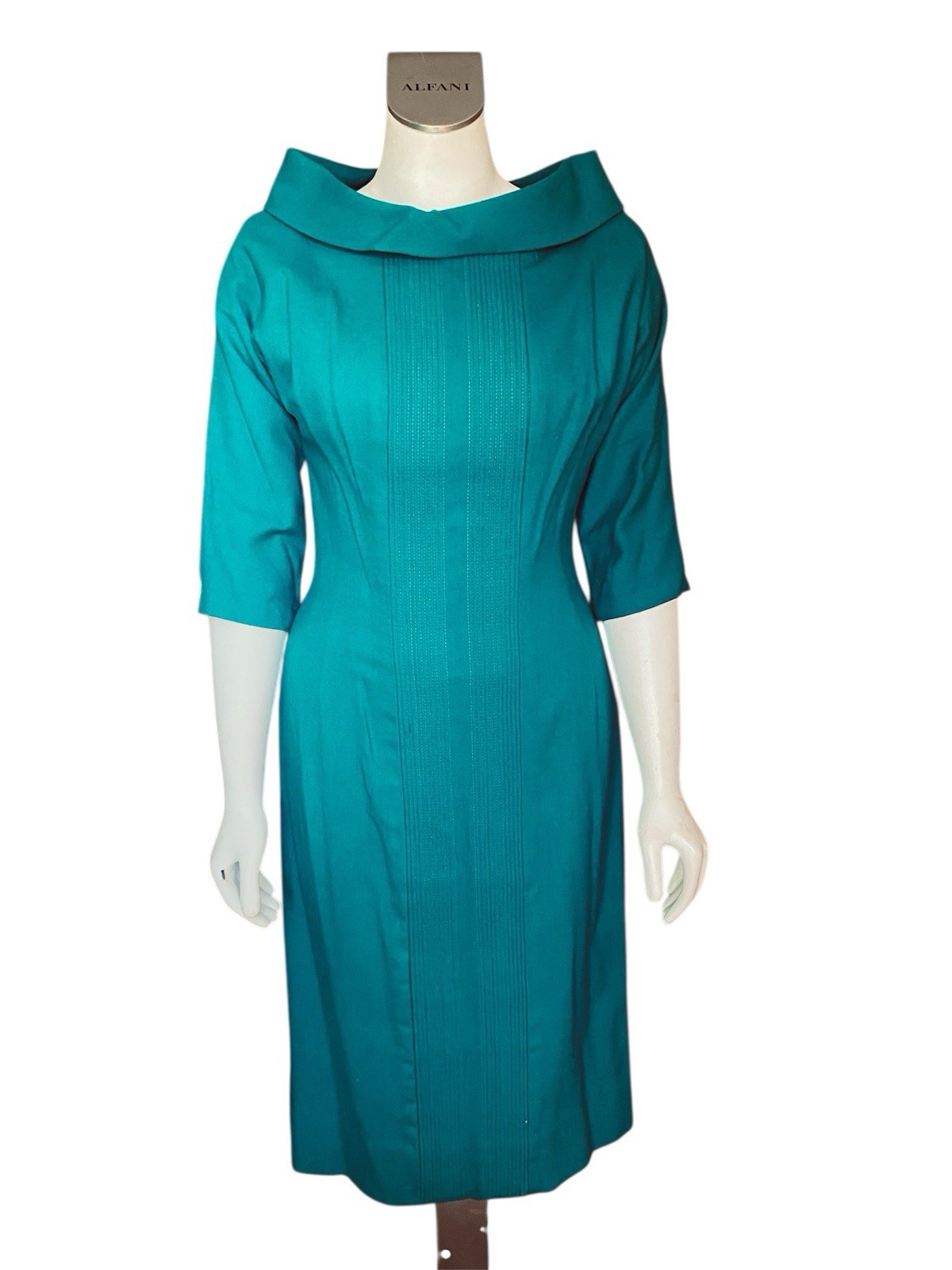 Blue Green Wool 1959’s Dress Harco Original Ladies S/M