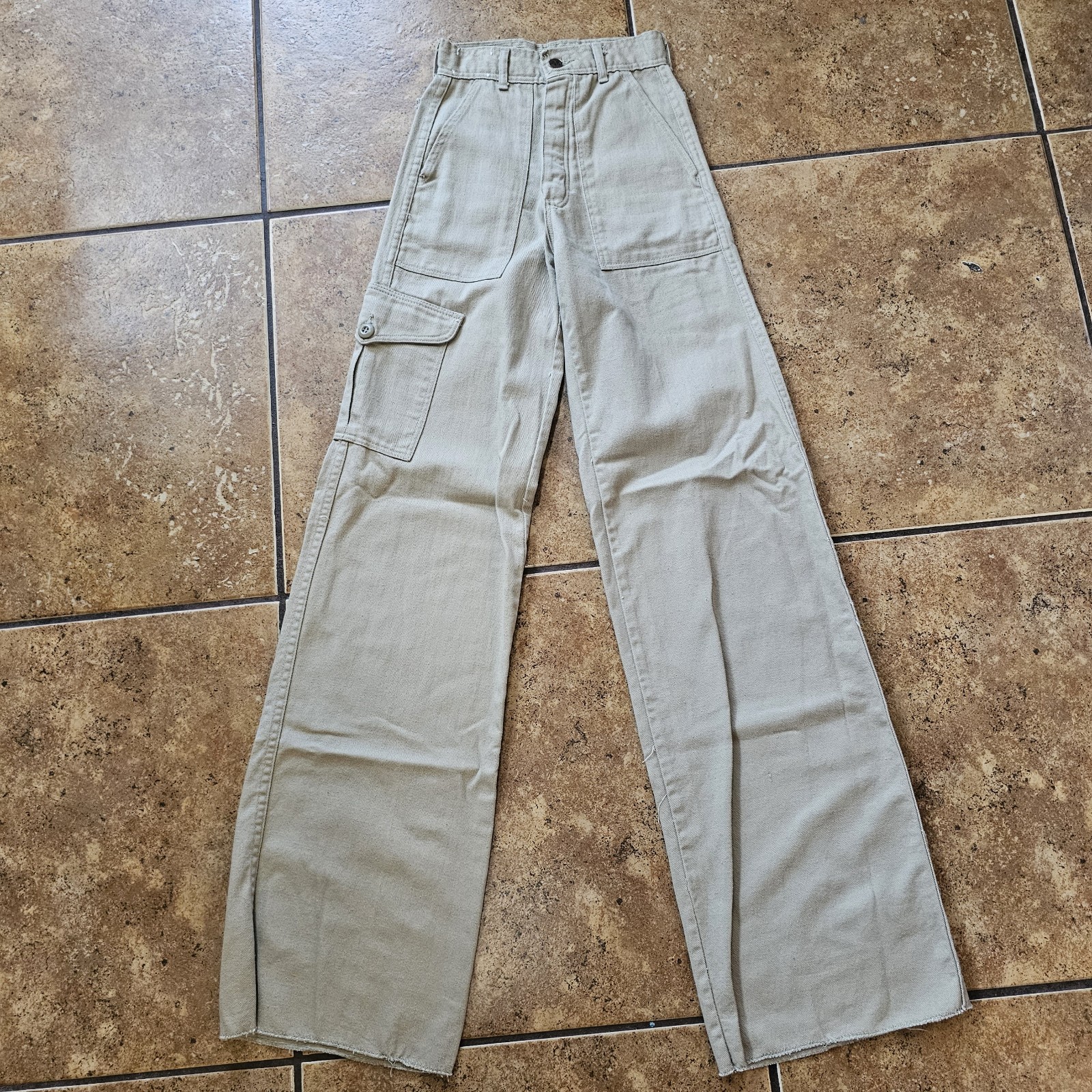Vintage 70s Bell Bottoms Flares San Francisco Riding Gear Cargo Beige
