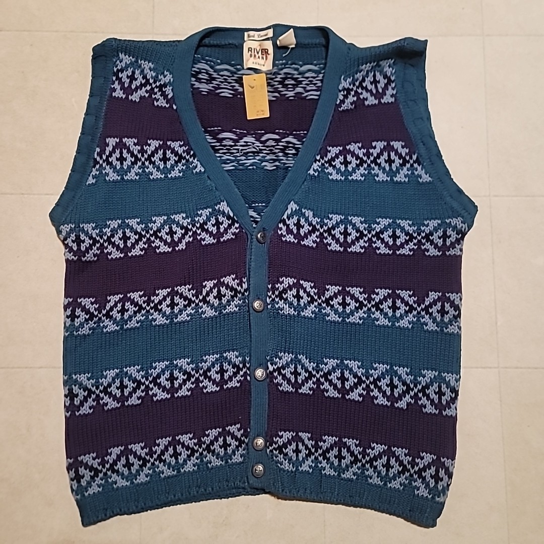 NWT Vintage 90’s Hand Loomed River Band Arrow Cotton Fair Isle Western Sweater