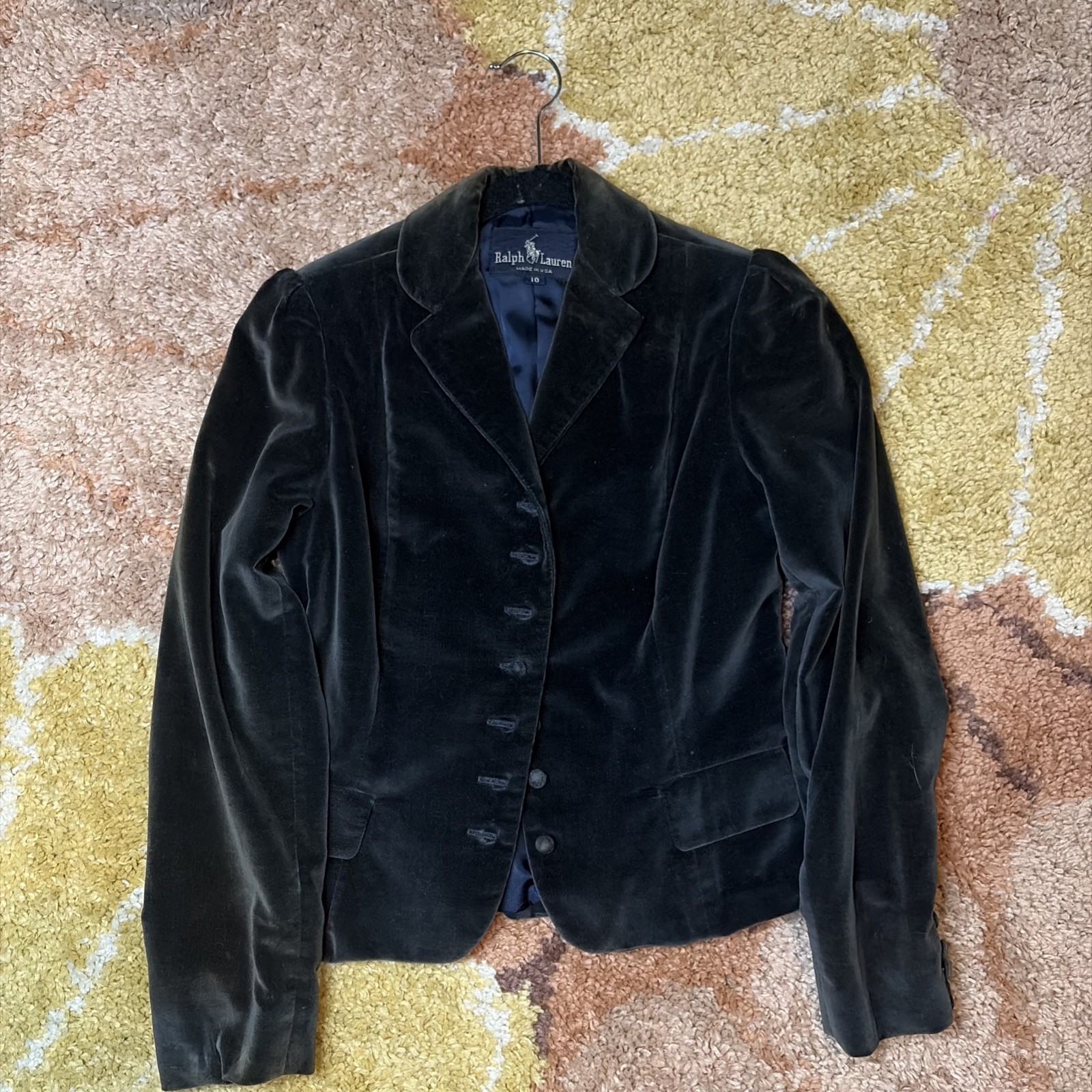 Vintage 70s Ralph Lauren Green Brown Velvet Jacket SM Archive Edwardian Goth EUC
