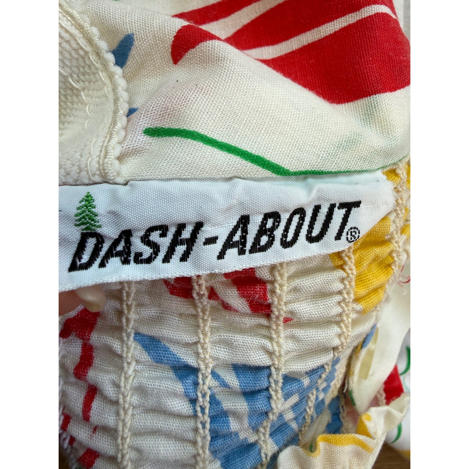 Vintage Dash-About Tulip Floral Sundress White Red Blue Yellow Midi Smocked Back