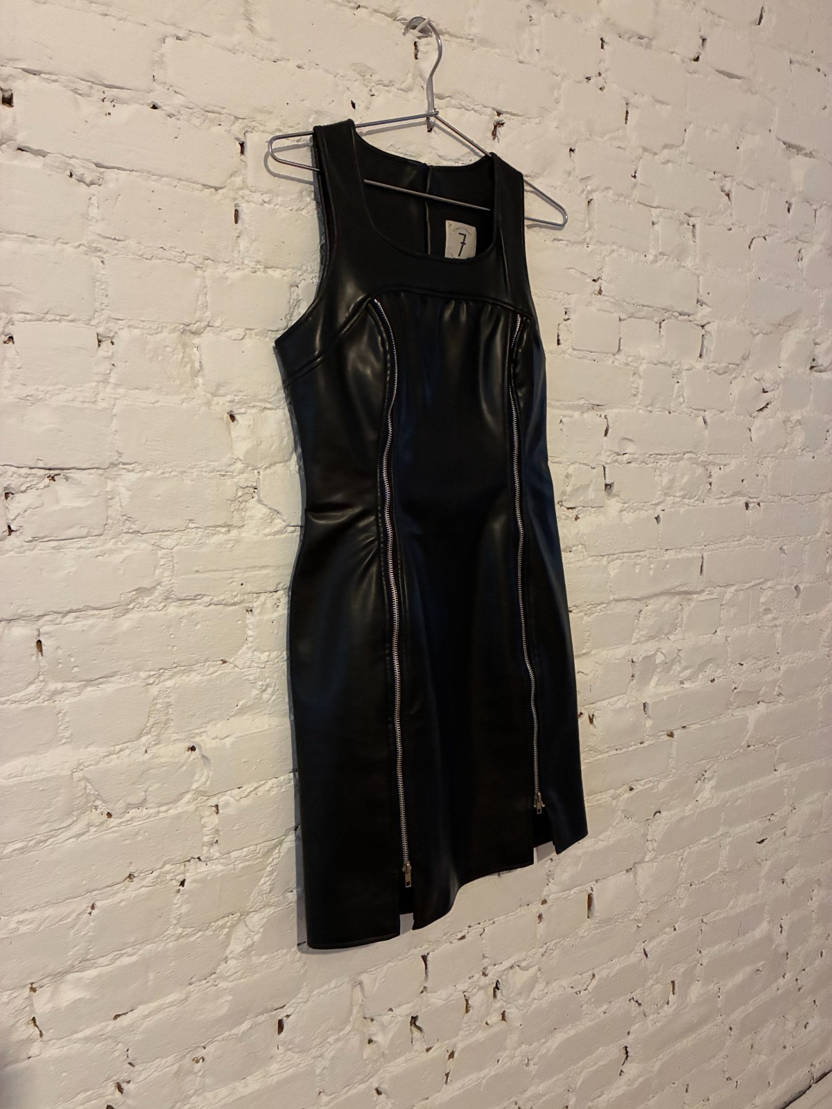 Todd Oldham vintage pleather dress with silver zippers