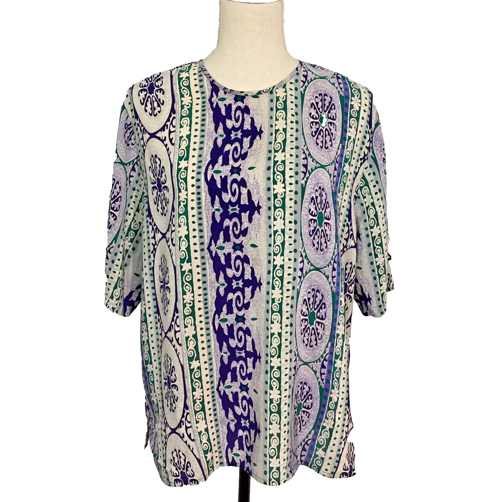 VINTAGE 90’S NORA NOH PLUS 1X 100% SILK SHORT SLEEVE BLOUSE LUXURIOUS RETRO