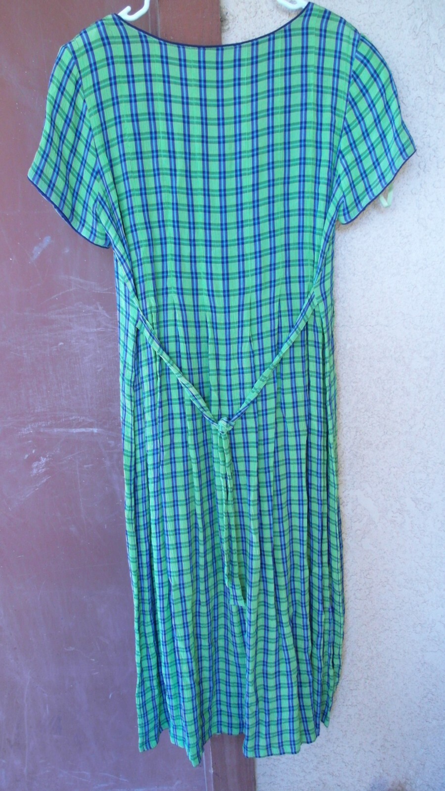 VINTAGE LADIES DRESS BLUE AND GREEN PLAID SARAH ELIZABETH SIZE 10