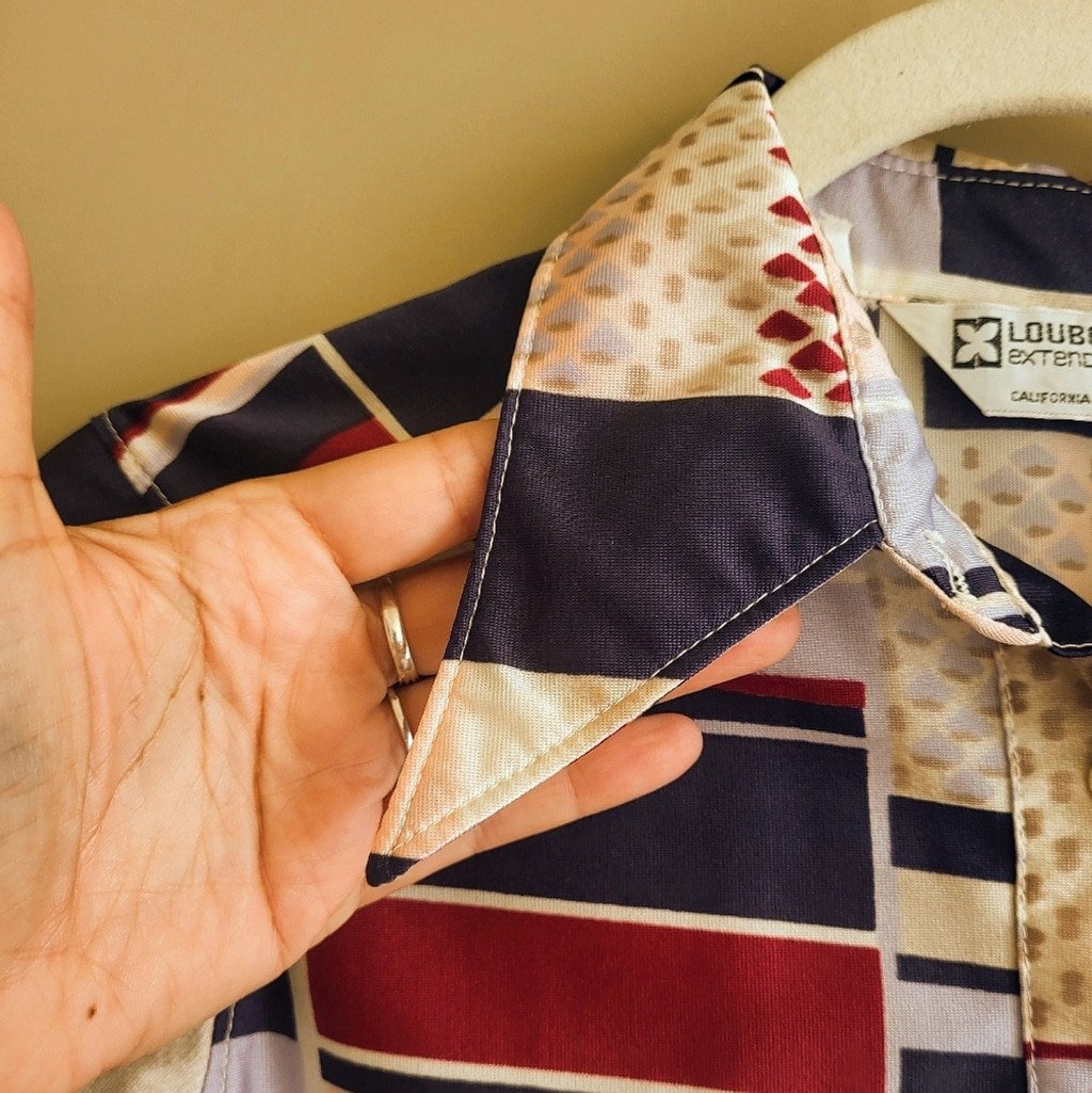 Vintage LouBella “Extendables” Nylon Shirt – 1970s California Disco Era