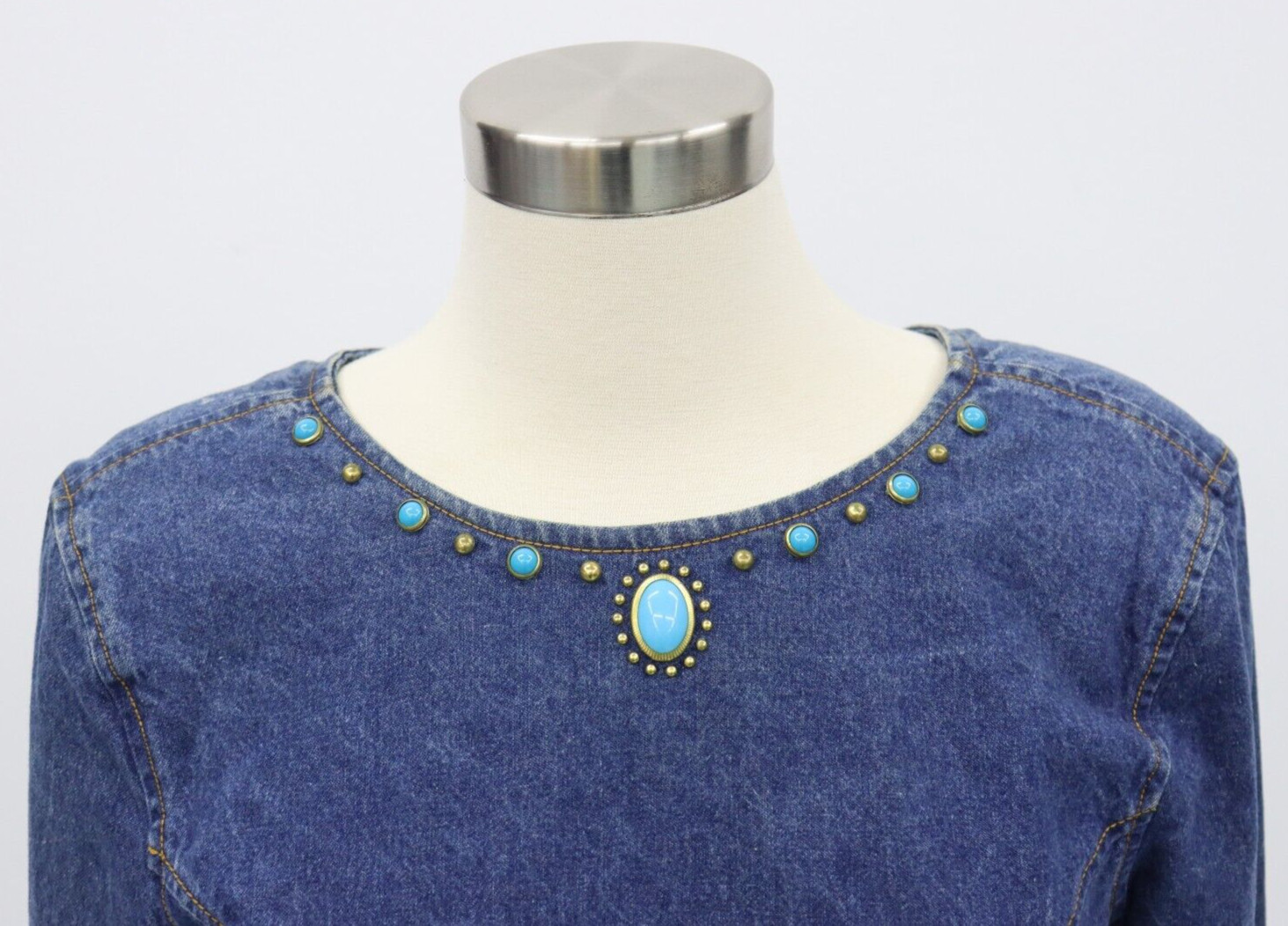Jou Jou Y2K 1990’s Denim Dress Stones and Gromet Embellishments Size M (Size 8)