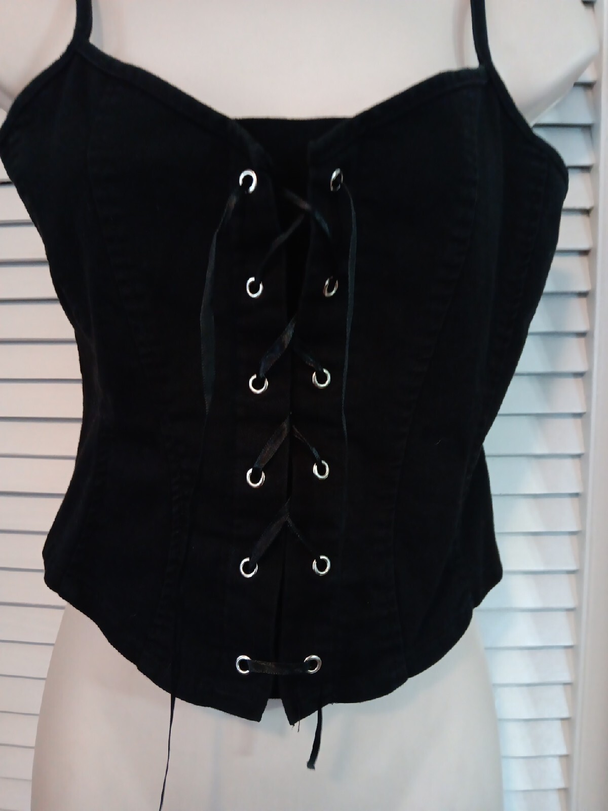Vintage Black Laceup Corset Cami Sz S