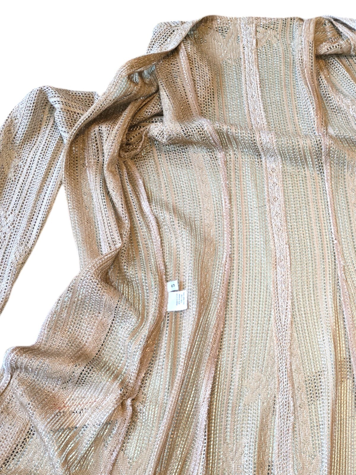 New Vintage Damianou Golden Knit 3 PC Set Skirt Jacket Top S Deco Look