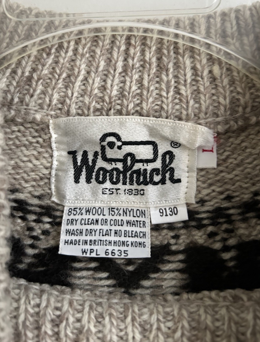 Vintage Woolrich Sweater Fair Isle Size L Wool Blend Pullover Celtic Cross 1960s