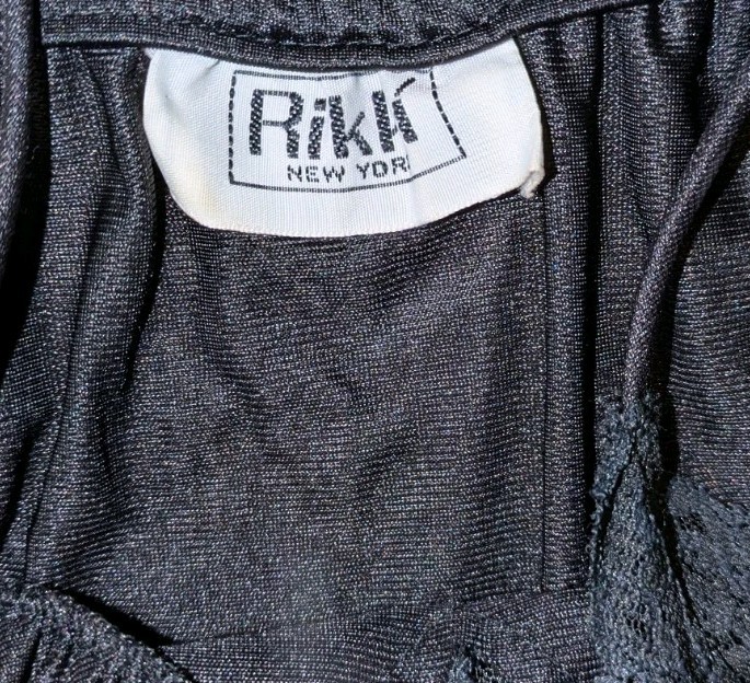Vtg Rikki New York Silky Black Nylon Lace Maxi Gown Slip Neglige’ Sz M