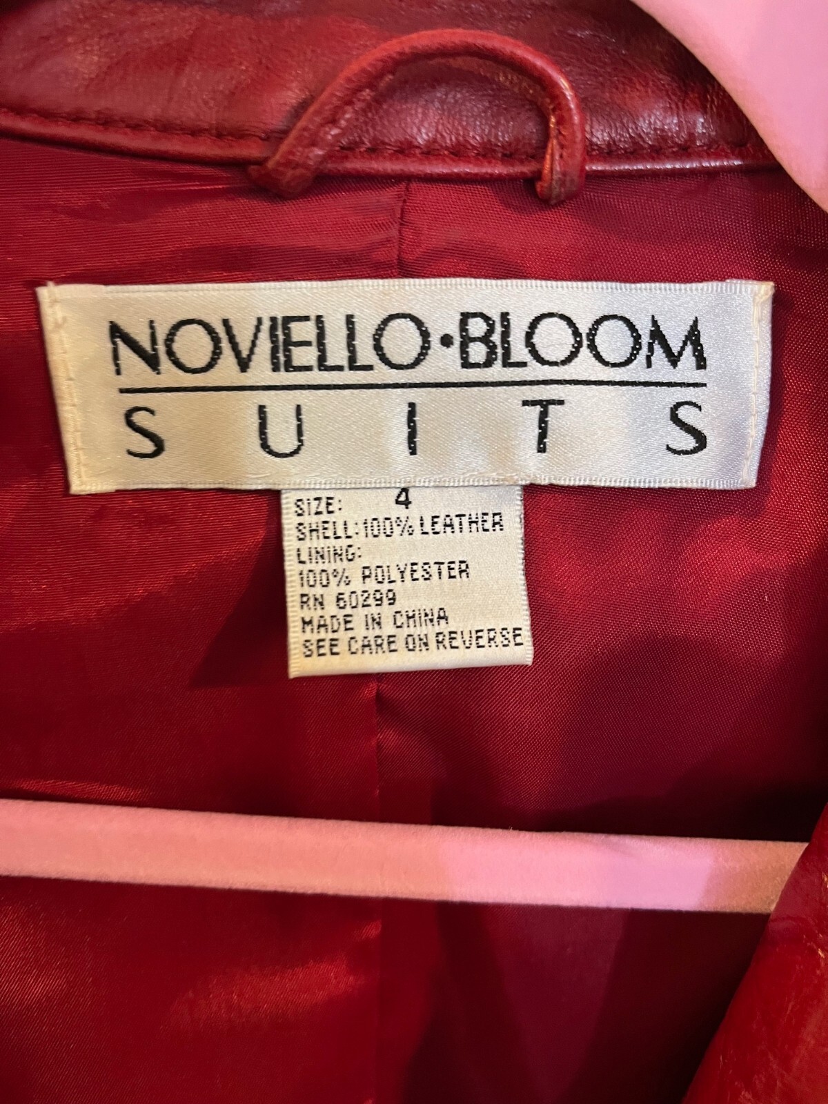 Noviello Bloom Vintage Red Leather Jacket Croc-Embossed Wrap Belt Size 4 Women’s