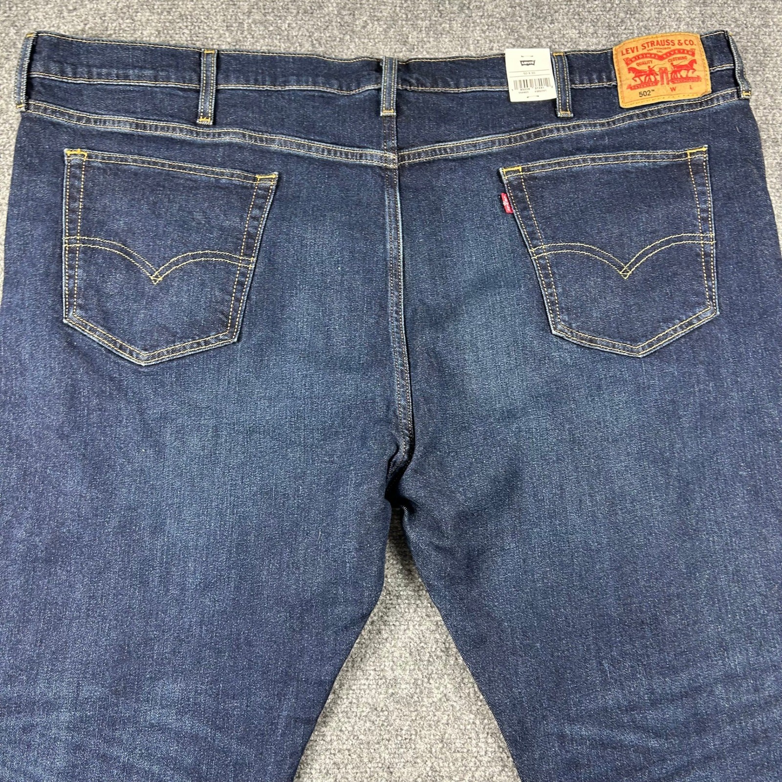 Levi’s 502 Taper Jeans Men 50×30 Blue Dark Wash Flex Stretch Denim New